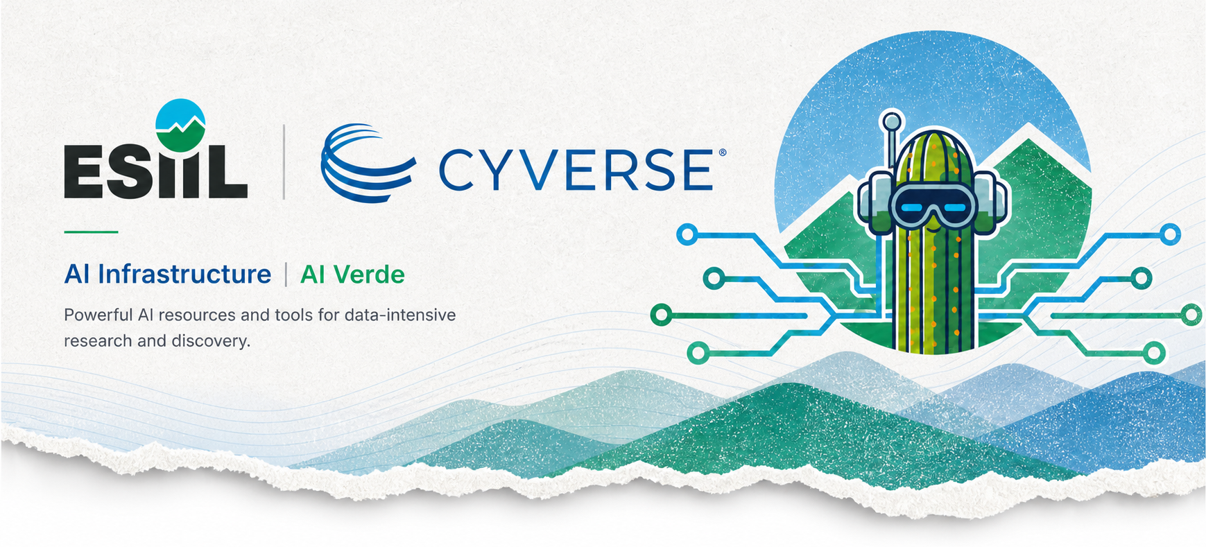 ESIIL, CyVerse, AI Infrastructure, and AI Verde hero banner.