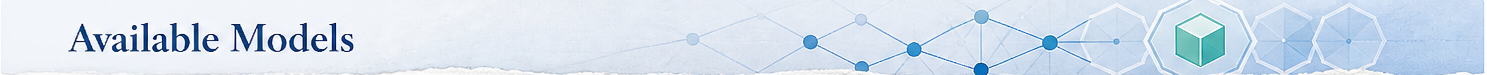 Available Models banner with connected model nodes and cube icon.
