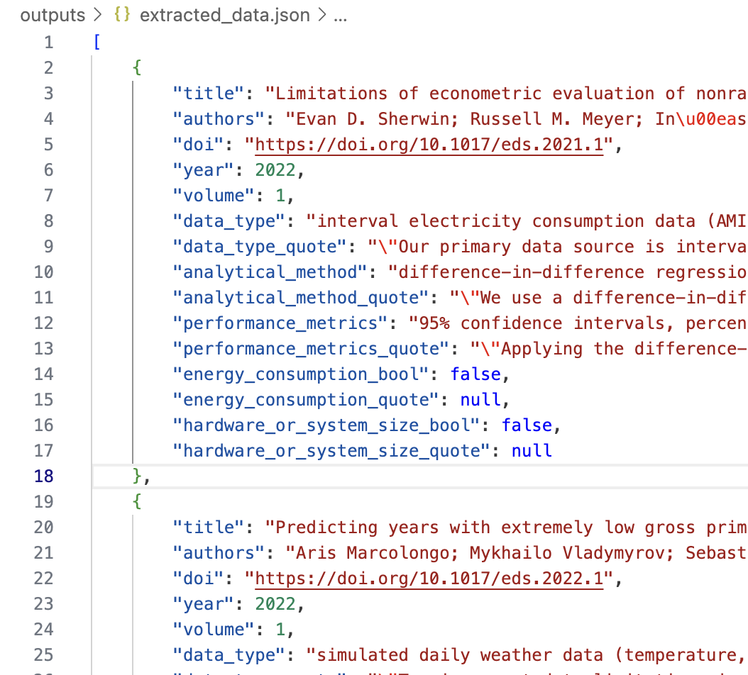 Example JSON output